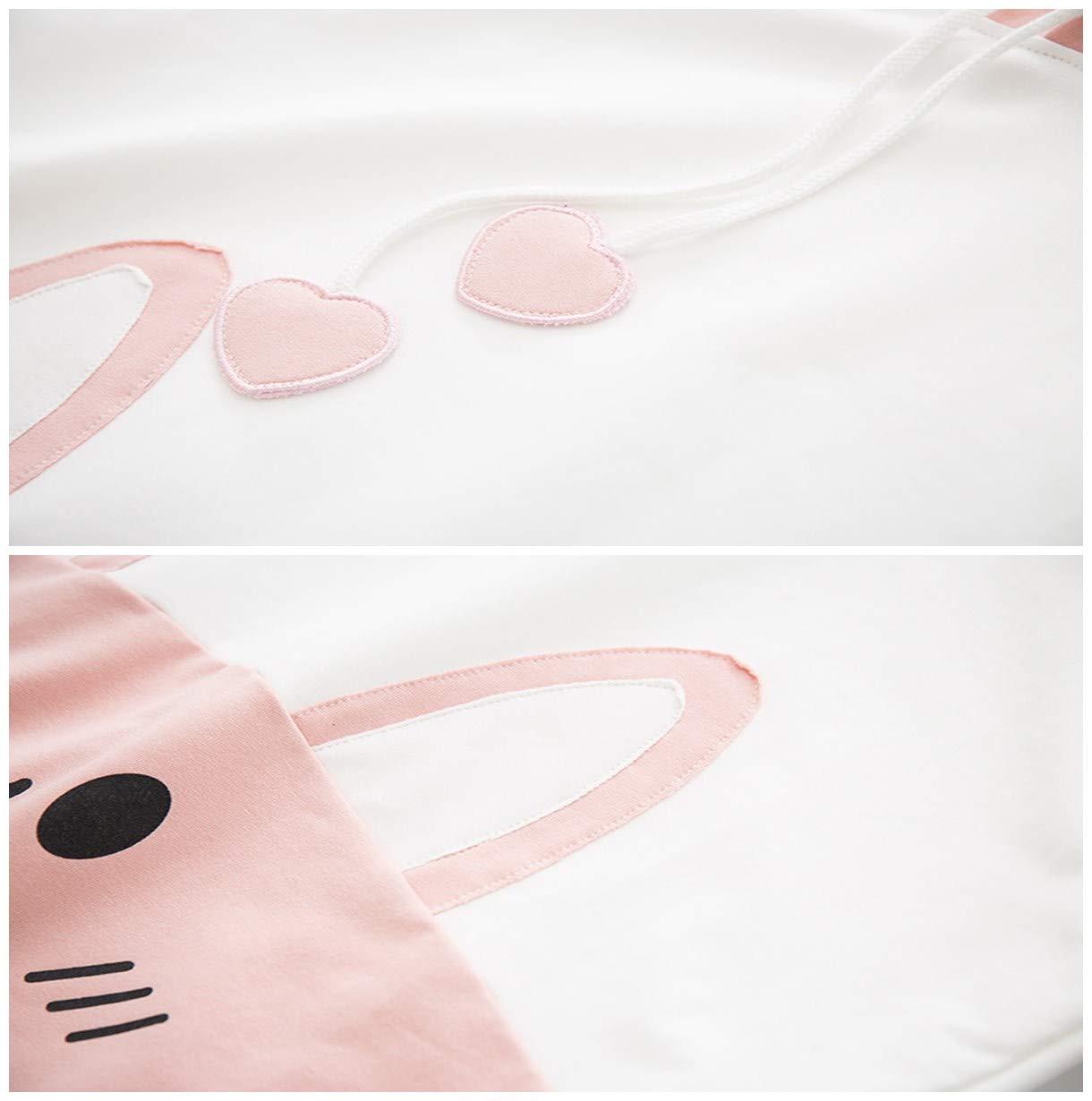Kawaii Animal Hoodie Cute Cartoon Ear Print Pullover Sweatshirt with Heart Drawstrings
